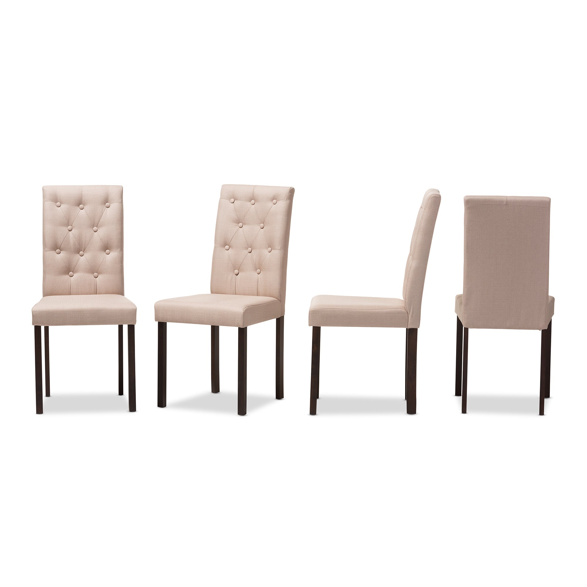 Gardner Modern and Contemporary Dark Brown Finished Beige Fabric Upholstered Dining Chair (Set of 4)