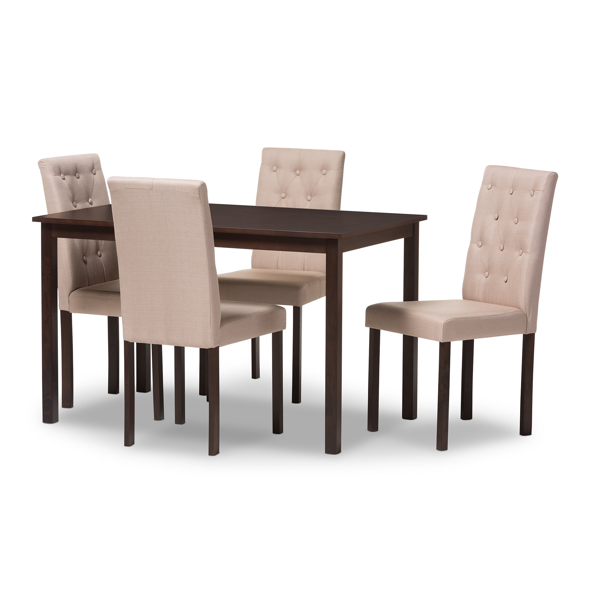 Baxton Studio Gardner Modern and Contemporary 5-Piece Dark Brown Finished Beige Fabric Upholstered Dining Set 