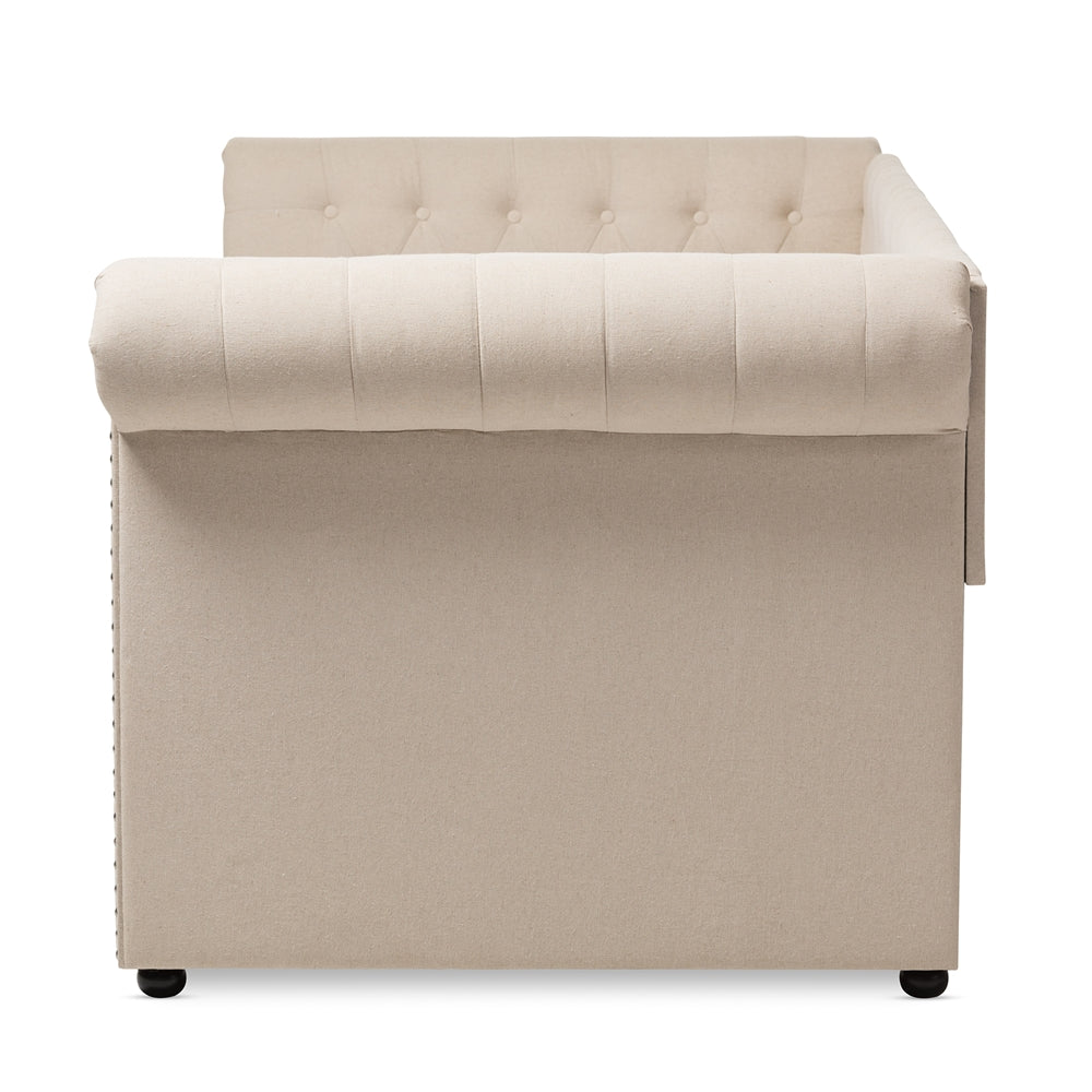 Mabelle Modern and Contemporary Beige Fabric Trundle Daybed