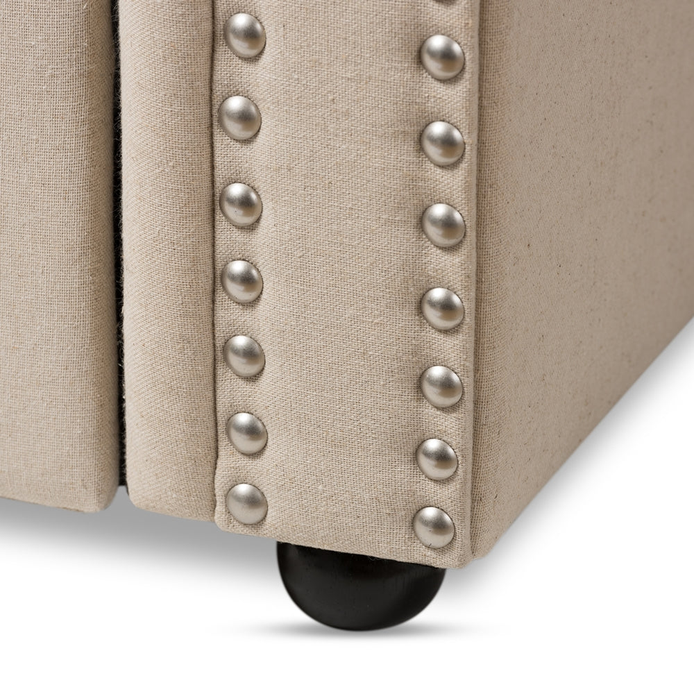 Mabelle Modern and Contemporary Beige Fabric Trundle Daybed