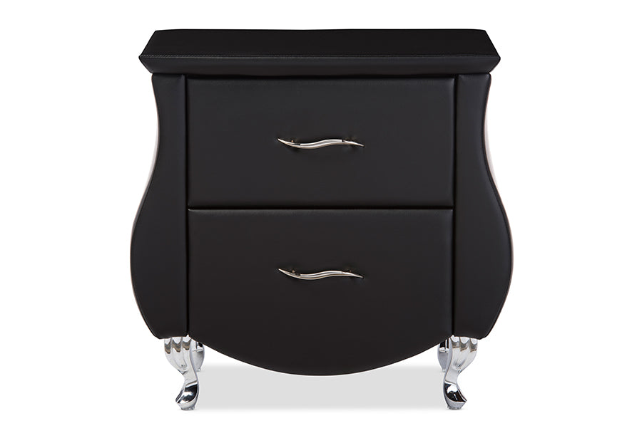 Baxton Studio Erin Modern and Contemporary Black Faux Leather Upholstered Nightstand