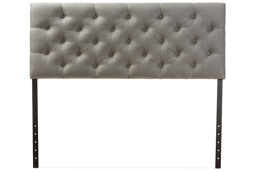 Baxton Studio Viviana Modern and Contemporary Grey Fabric Upholstered Button-tufted Queen Size Headboard