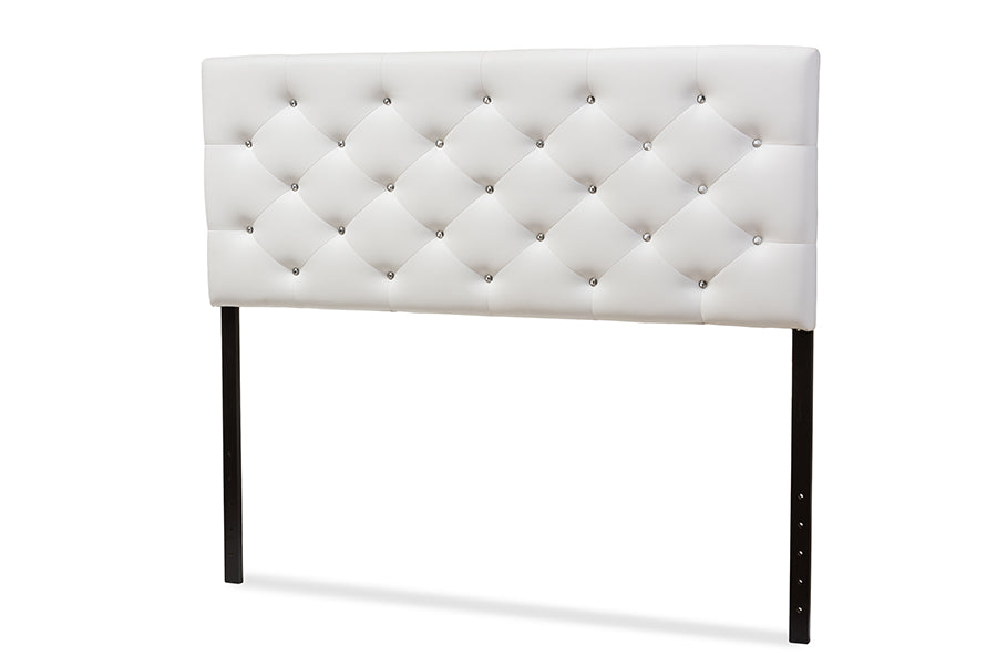 Viviana Modern and Contemporary White Faux Leather Upholstered Button-tufted Full Size Headboard