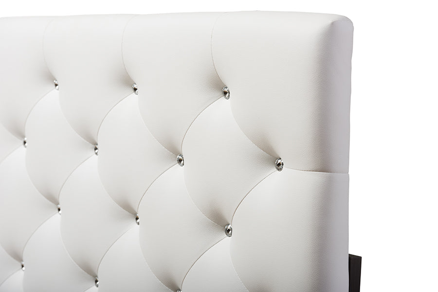 Viviana Modern and Contemporary White Faux Leather Upholstered Button-tufted Queen Size Headboard