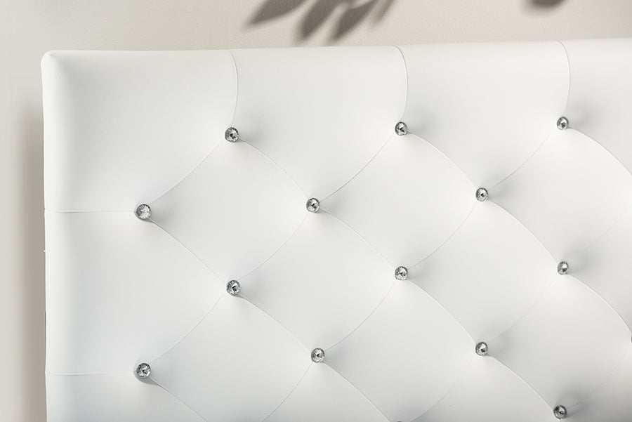 Viviana Modern and Contemporary White Faux Leather Upholstered Button-tufted Queen Size Headboard