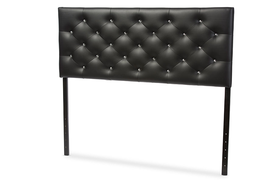Viviana Modern and Contemporary Black Faux Leather Upholstered Button-tufted Full Size Headboard