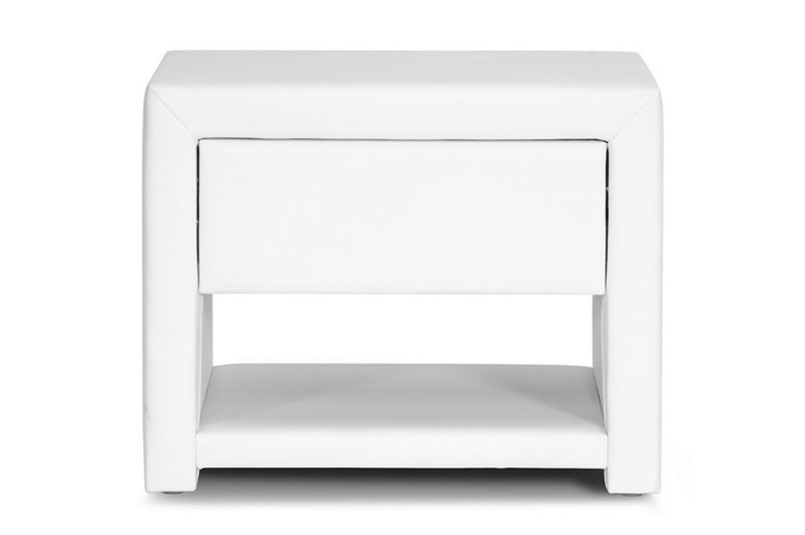 Massey White Upholstered Modern Nightstand