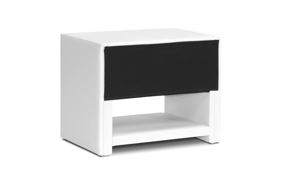 Massey White Upholstered Modern Nightstand