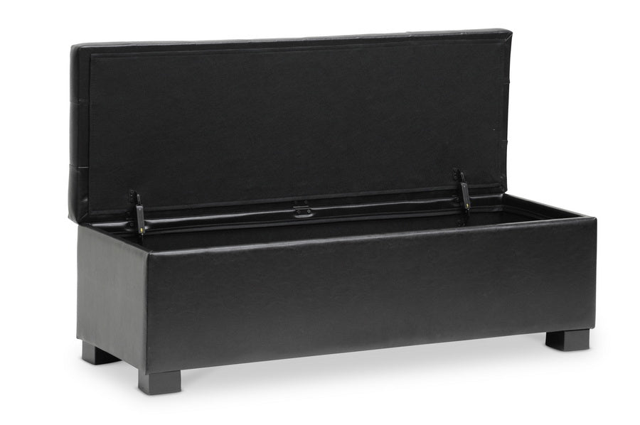 Roanoke Black Contemporary Ottoman With Storage