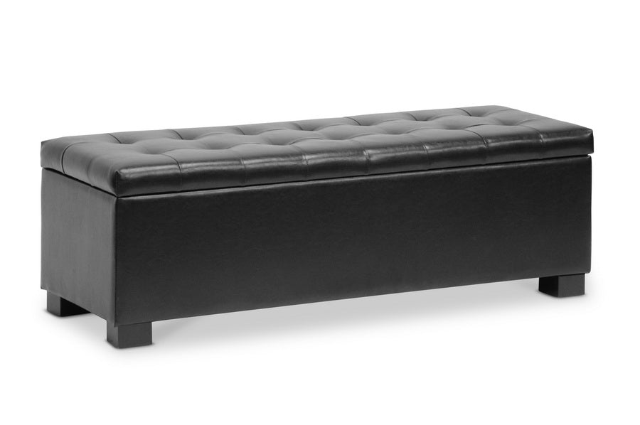 Roanoke Black Contemporary Ottoman With Storage