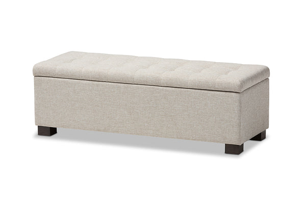 Roanoke Modern and Contemporary Beige Fabric Upholstered Storage Ottoman Bench