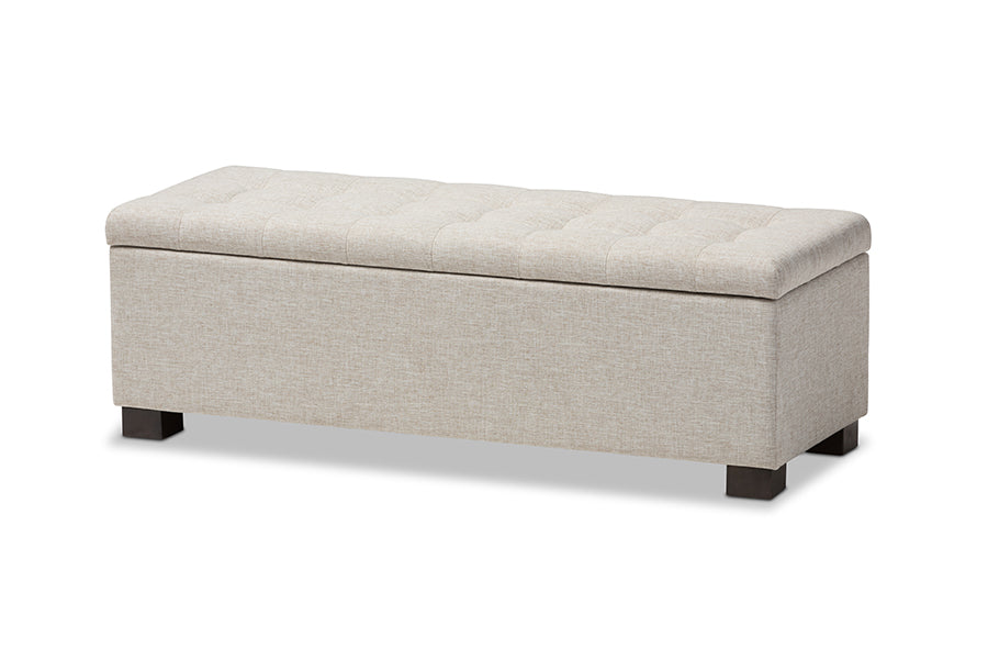Roanoke Modern and Contemporary Beige Fabric Upholstered Storage Ottoman Bench