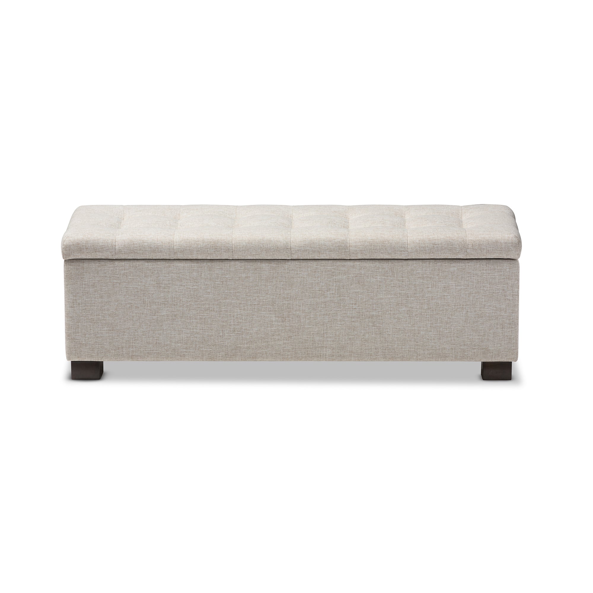Baxton Studio Roanoke Modern and Contemporary Beige Fabric Upholstered Grid-Tufting Storage Ottoman Bench
