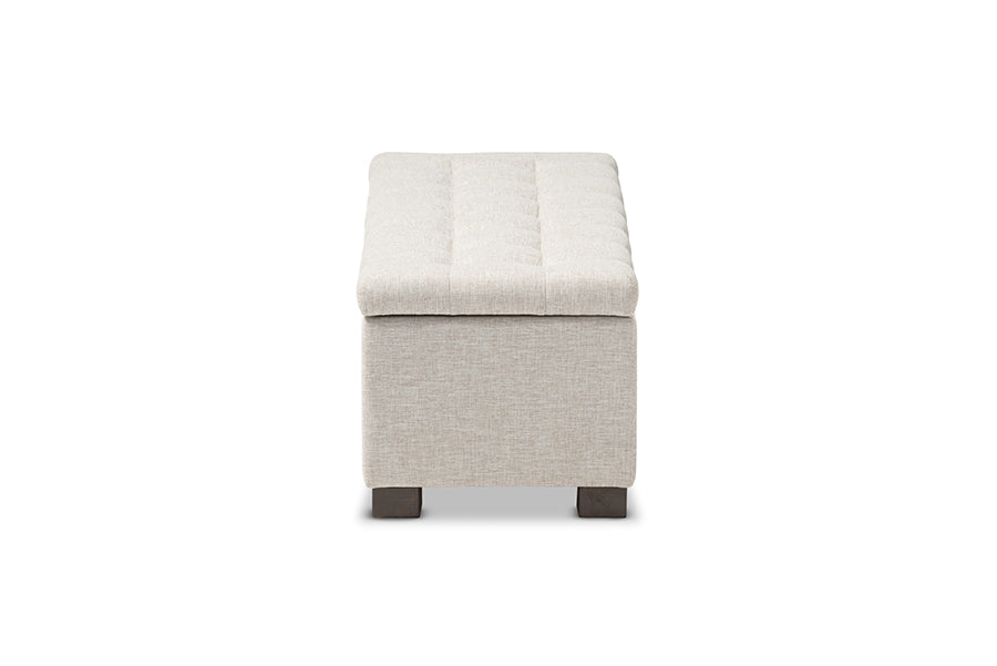 Roanoke Modern and Contemporary Beige Fabric Upholstered Storage Ottoman Bench