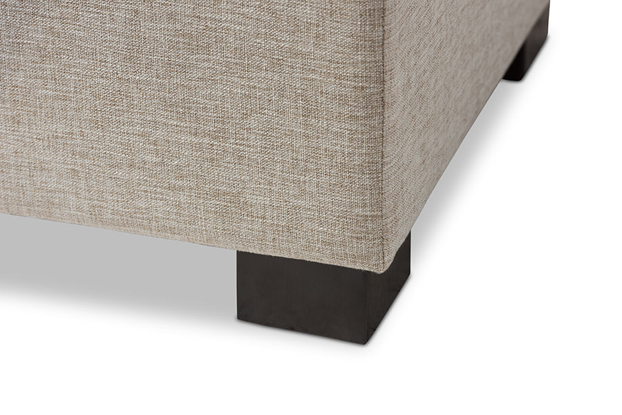 Roanoke Modern and Contemporary Beige Fabric Upholstered Storage Ottoman Bench