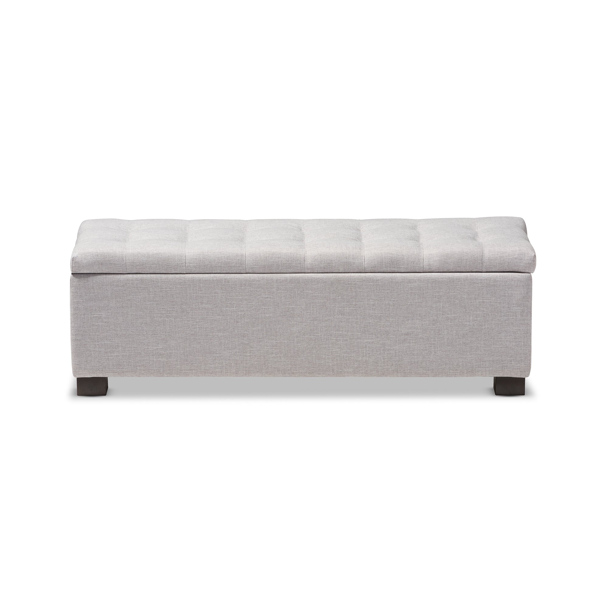 Roanoke Modern and Contemporary Grayish Beige Fabric Upholstered Grid-Tufting Storage Ottoman Bench