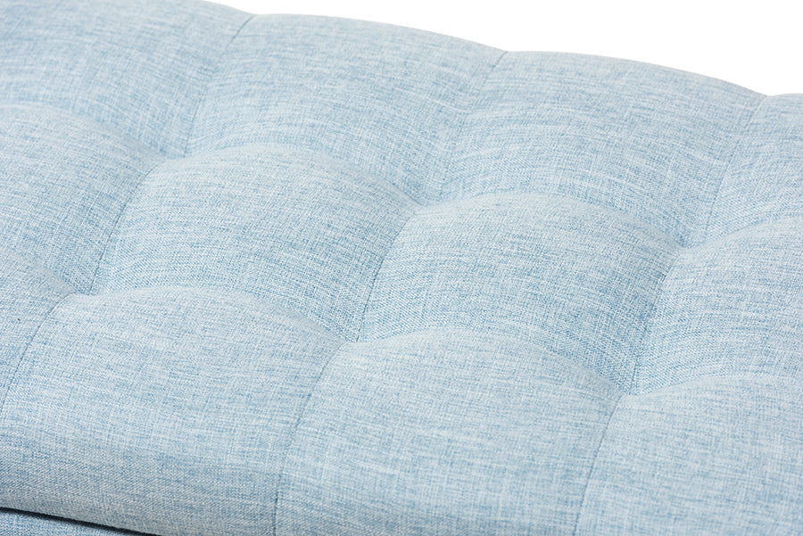Roanoke Modern and Contemporary Light Blue Fabric Upholstered Storage Ottoman Bench