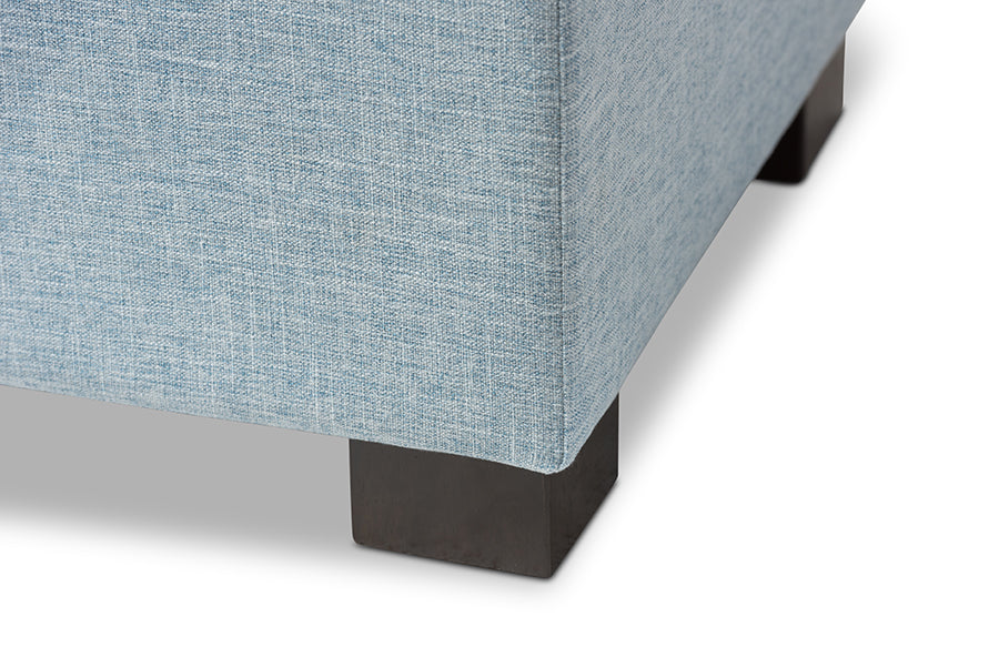 Roanoke Modern and Contemporary Light Blue Fabric Upholstered Storage Ottoman Bench