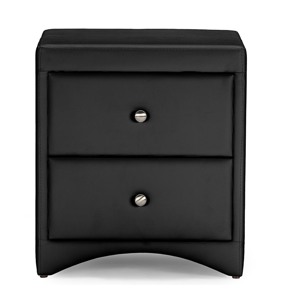 Dorian Black Faux Leather Upholstered Modern Nightstand