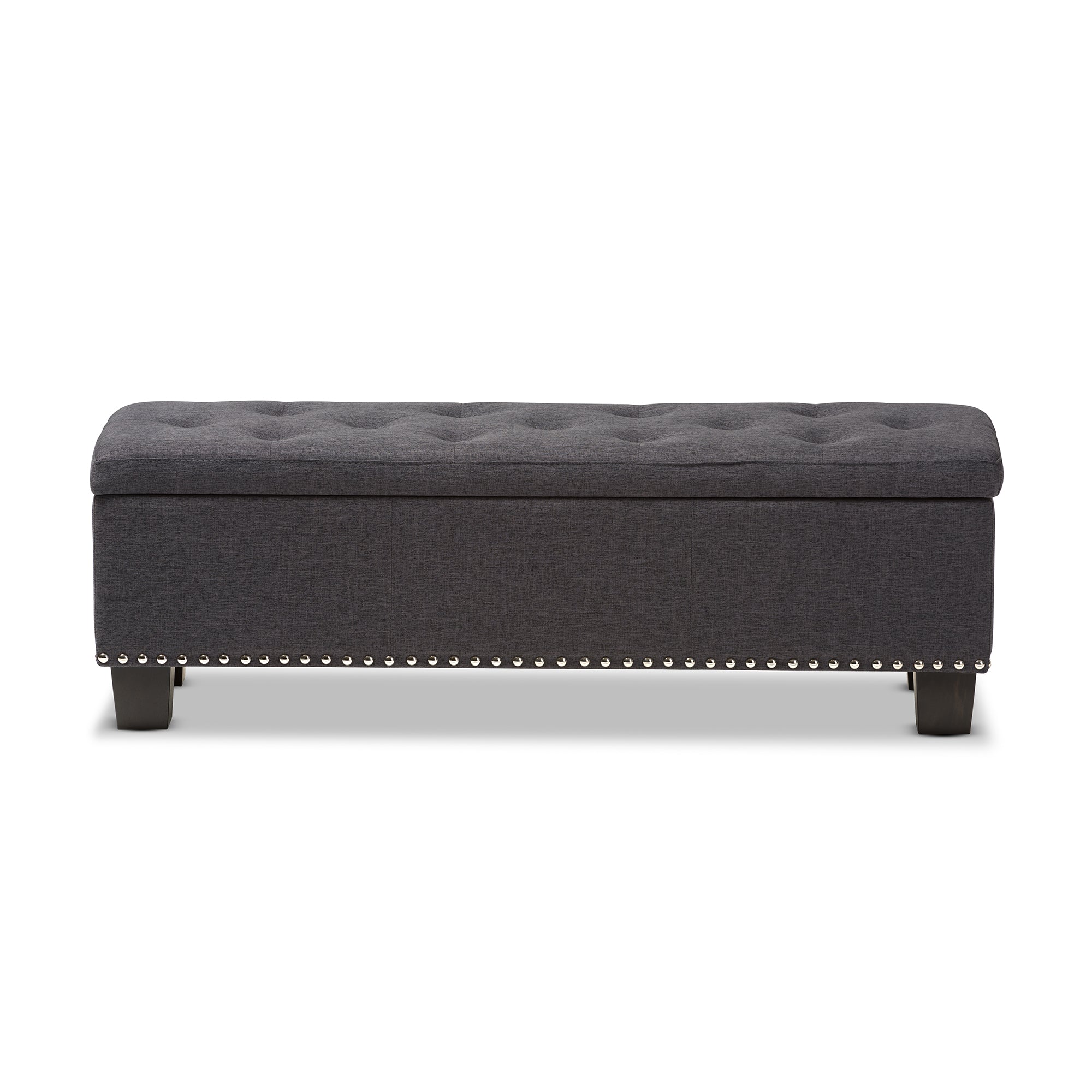 Hannah Modern and Contemporary Dark Grey Fabric Upholstered Button-Tufting Storage Ottoman Bench