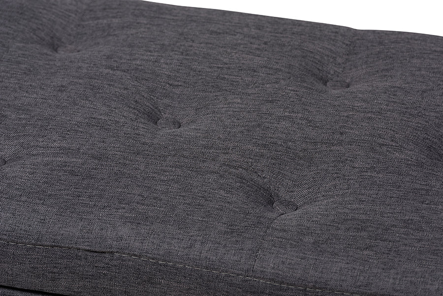 Hannah Modern and Contemporary Dark Grey Fabric Upholstered Button-Tufting Storage Ottoman Bench