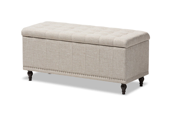 Kaylee Modern Classic Beige Fabric Upholstered Button-Tufting Storage Ottoman Bench