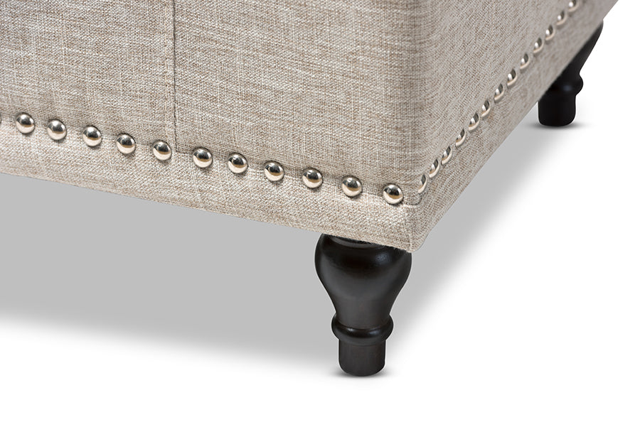 Kaylee Modern Classic Beige Fabric Upholstered Button-Tufting Storage Ottoman Bench