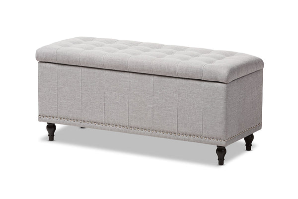 Kaylee Modern Classic Grayish Beige Fabric Upholstered Button-Tufting Storage Ottoman Bench