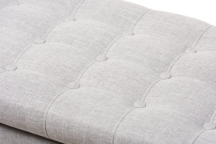 Kaylee Modern Classic Grayish Beige Fabric Upholstered Button-Tufting Storage Ottoman Bench