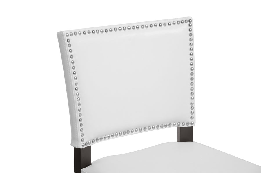 Aries White Modern Bar Stool with Nail Head Trim (Set of 2)