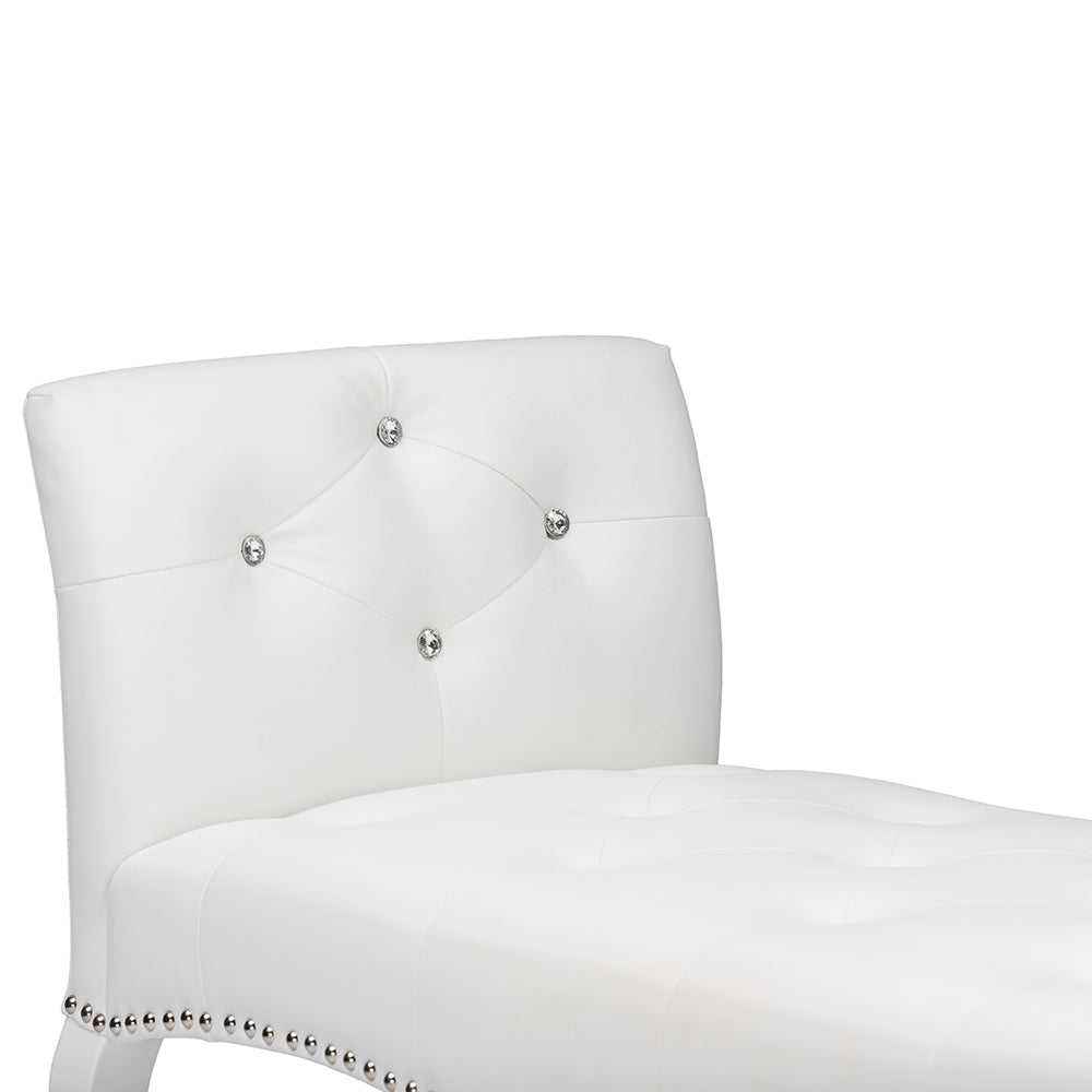 Kristy Modern and Contemporary White Faux Leather Classic Seating Bench