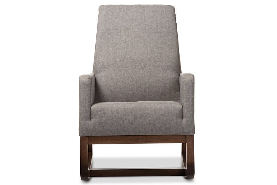 Yashiya Mid-century Retro Modern Grey Fabric Upholstered Rocking Chair
