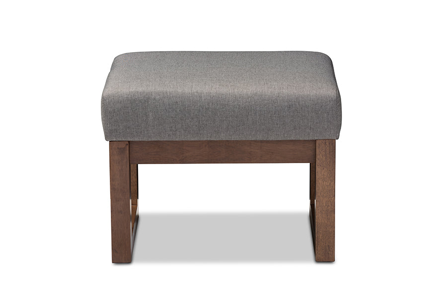 Yashiya Mid-century Retro Modern Grey Fabric Upholstered Ottoman Stool