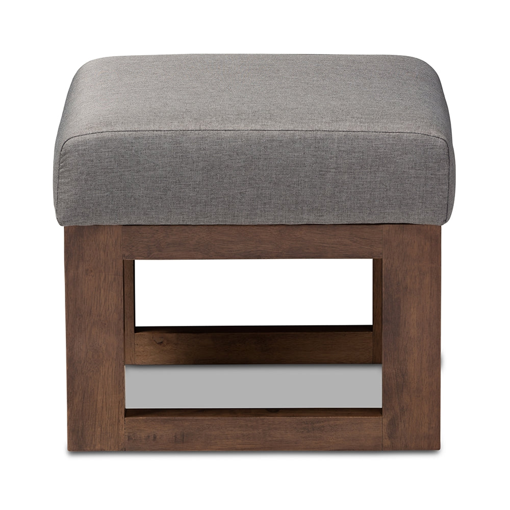 Yashiya Mid-century Retro Modern Grey Fabric Upholstered Ottoman Stool