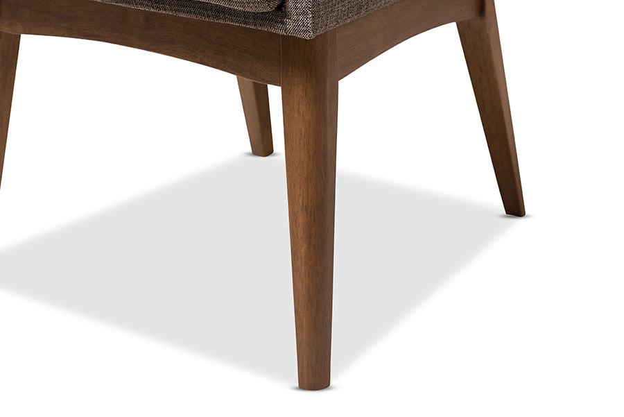 Nexus Mid-Century Modern Walnut Wood Finishing and Gravel Fabric Upholstered Arm Chair (Set of 2)