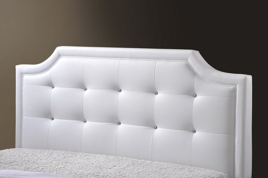 Carlotta White Modern Bed With Upholstered Headboard - Full Size