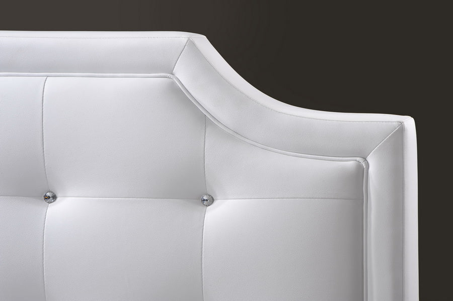 Carlotta White Modern Bed With Upholstered Headboard - Full Size