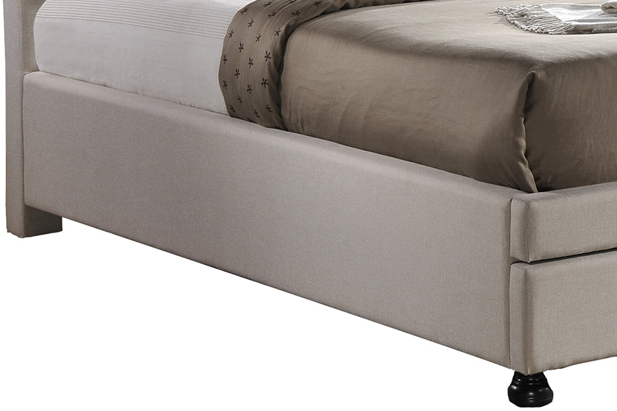 Ainge King Light Beige Fabric Bed – Modern Upholstered Design with Storage & Button Tufted Headboard