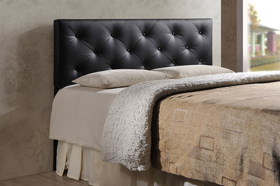 Baltimore Modern and Contemporary King Black Faux Leather Upholstered Headboard