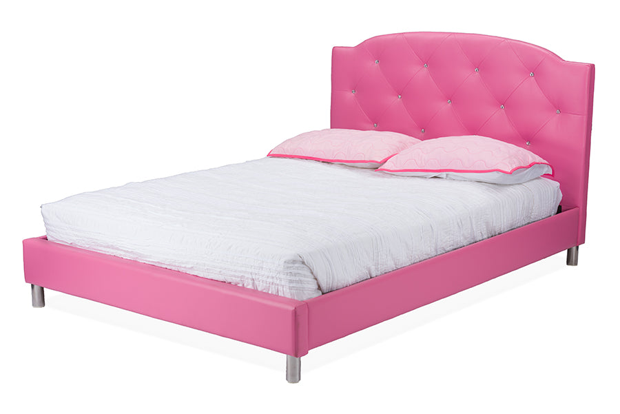 Canterbury Pink Leather Contemporary Full Size Bed