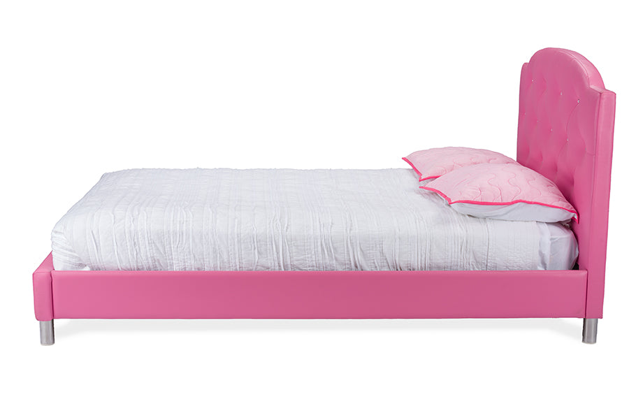 Canterbury Pink Leather Contemporary Full Size Bed