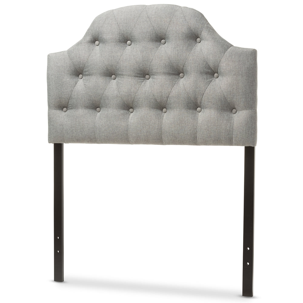 Morris Modern and Contemporary Grey Fabric Upholstered Button-Tufted Scalloped Twin Size Headboard