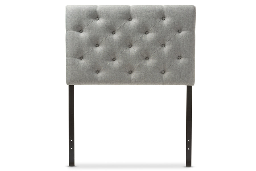 Viviana Modern and Contemporary Grey Fabric Upholstered Button-Tufted Twin Size Headboard