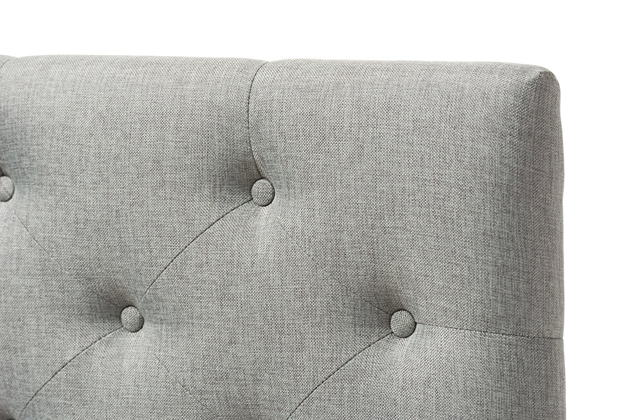 Viviana Modern and Contemporary Grey Fabric Upholstered Button-Tufted Twin Size Headboard