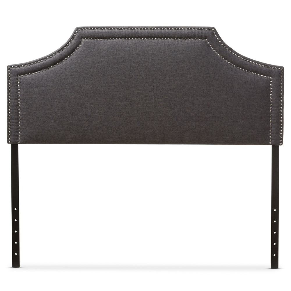 Avignon Modern and Contemporary Dark Grey Fabric Upholstered Queen Size Headboard