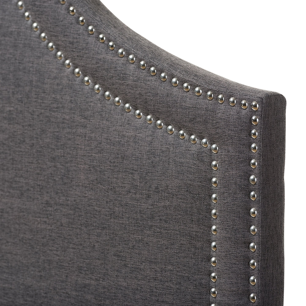 Avignon Modern and Contemporary Dark Grey Fabric Upholstered Full Size Headboard