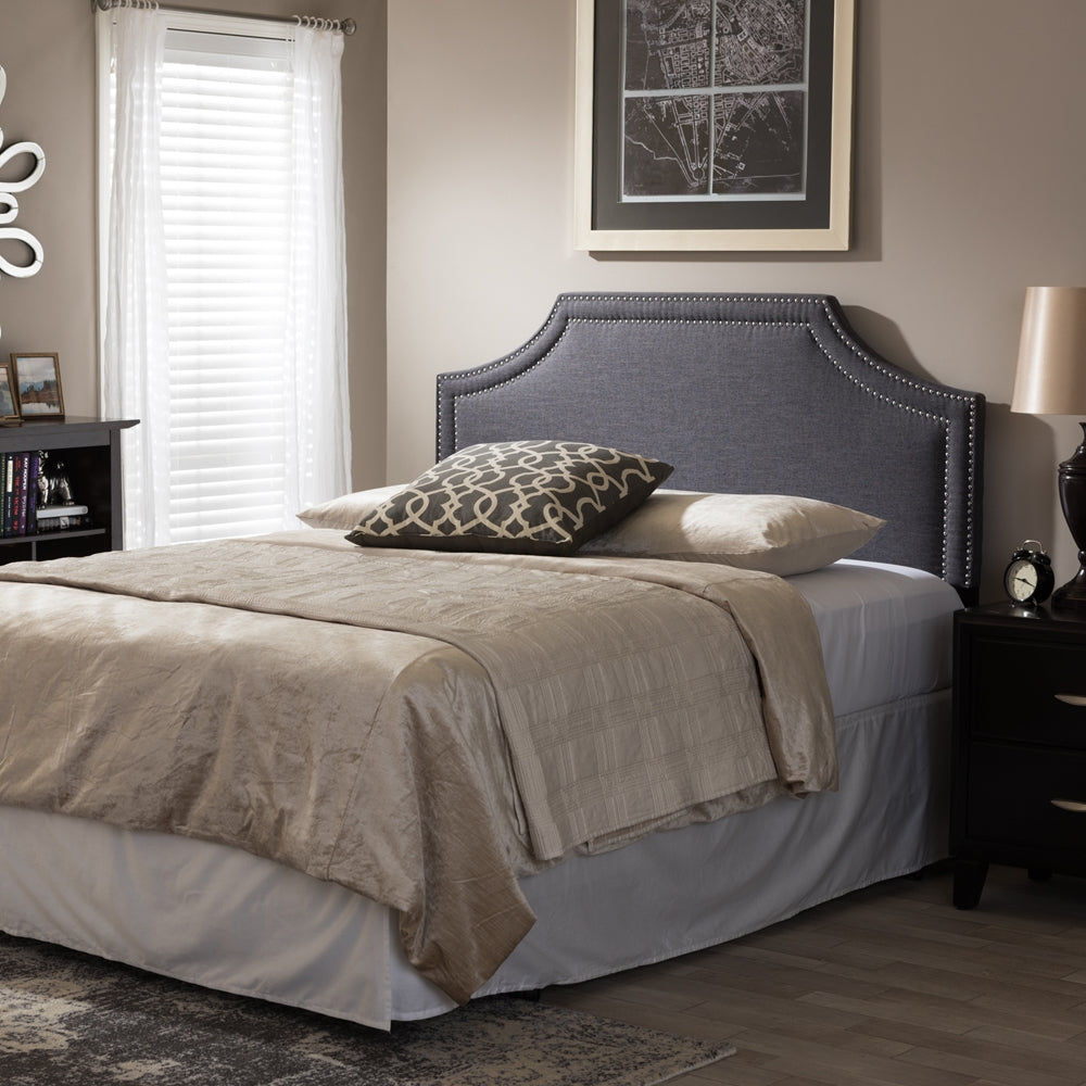 Avignon Modern and Contemporary Dark Grey Fabric Upholstered Full Size Headboard