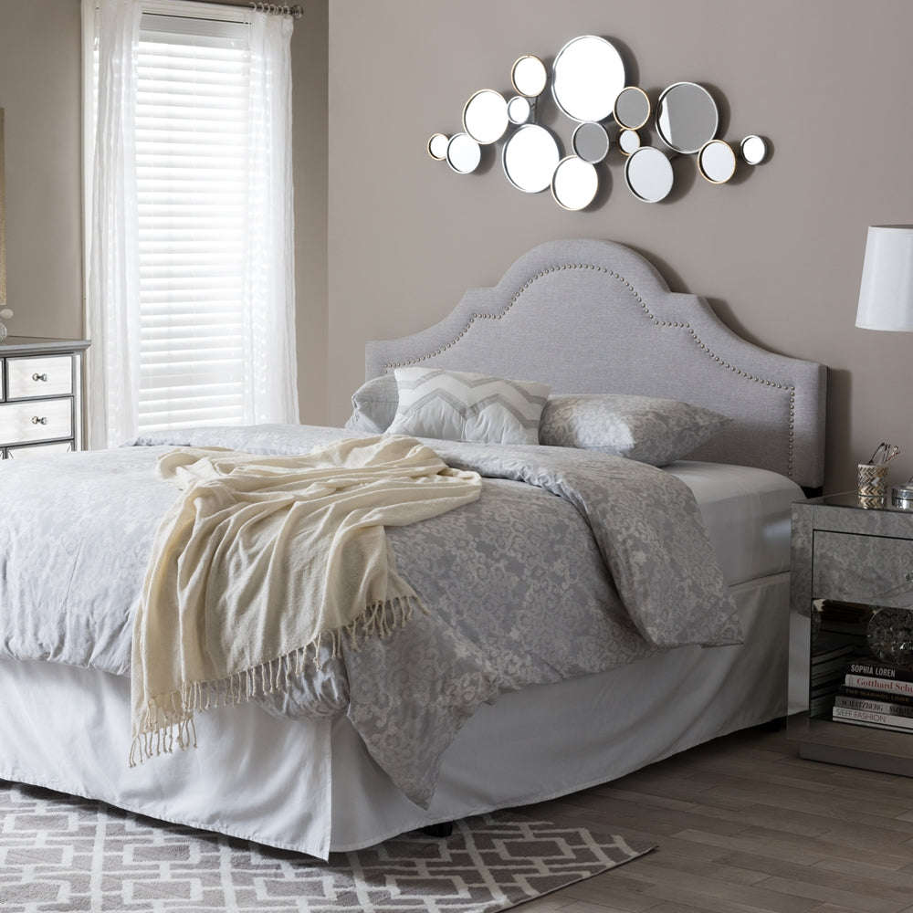 Rita Modern and Contemporary Grayish Beige Fabric Upholstered King Size Headboard