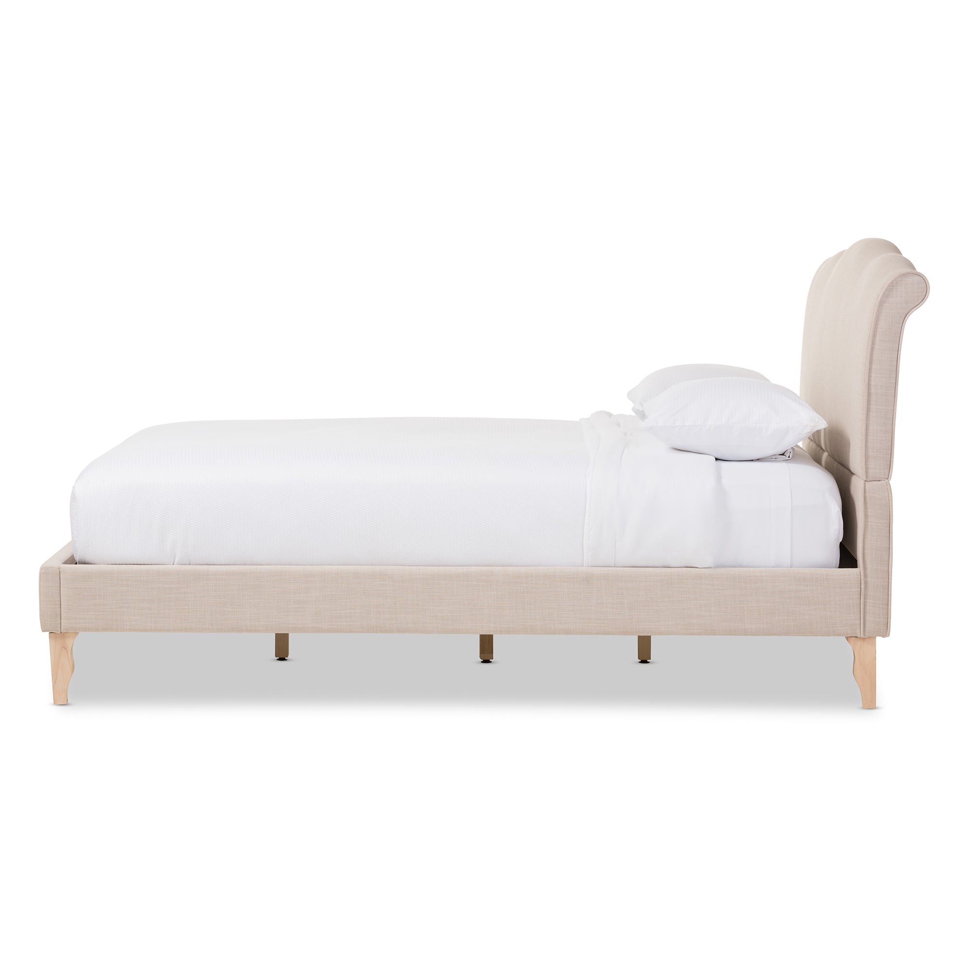 Fannie Queen Size French Classic Modern in Beige Linen Fabric