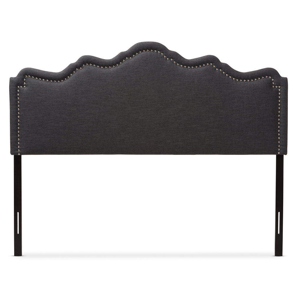 Nadeen Modern and Contemporary Dark Grey Fabric Full Size Headboard